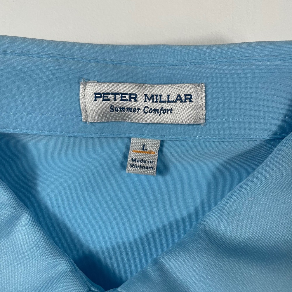 Peter Millar Summer Comfort Polo Shirt Mens Large Whisper Rock Light‎ Blue - Picture 4 of 8